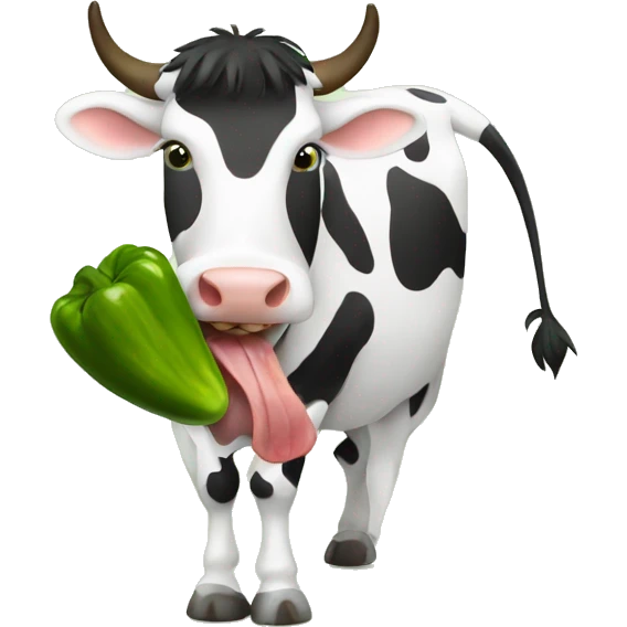 cow eating a pickle emoji