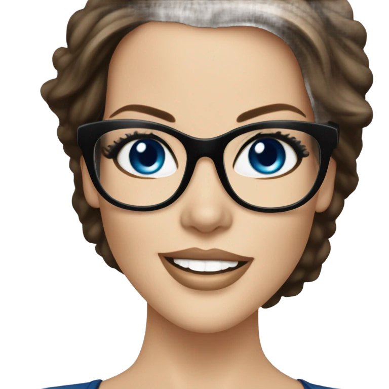Kate Beckinsale, glasses, blue eyes happy elegant model  emoji