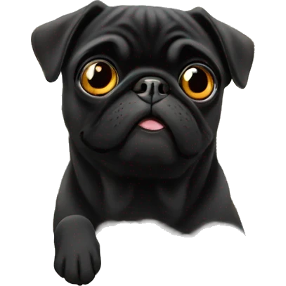 Black pug going to heaven emoji
