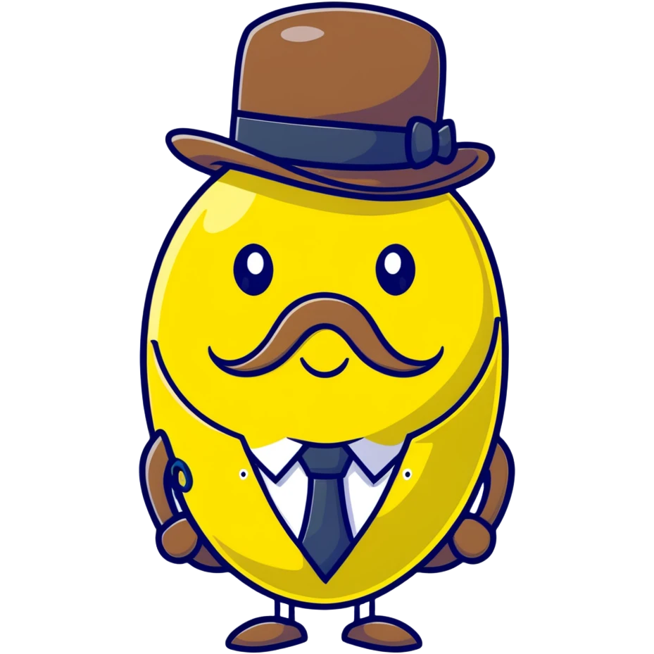 anime lemon character with monocle, necktie, and bowler hat emoji