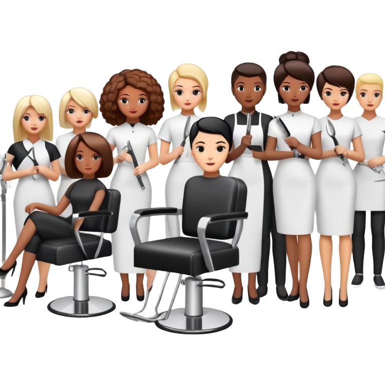 group of people learning hairdressing in beauty salon training emoji