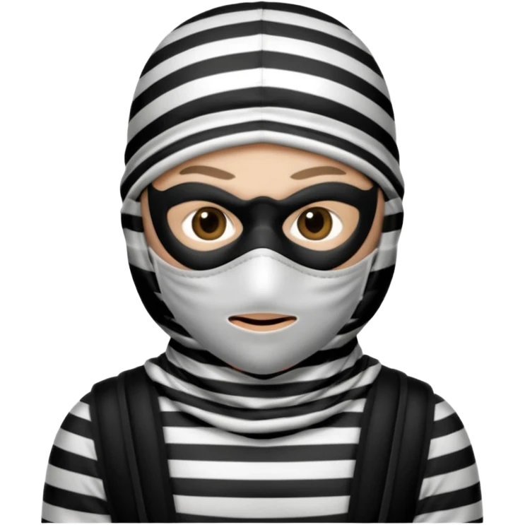 burglar with mask and black white clothes emoji