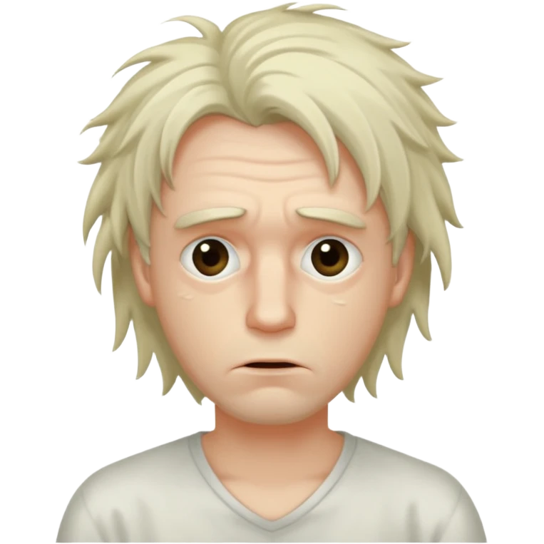 Weak man with disheveled hair sick emoji