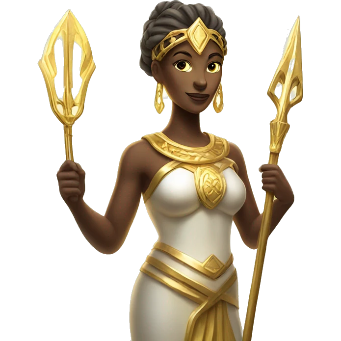 Supreme goddess in luminous bright light holding a trident emoji