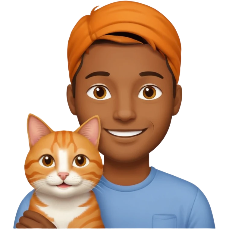 Brown guy with orange cat emoji