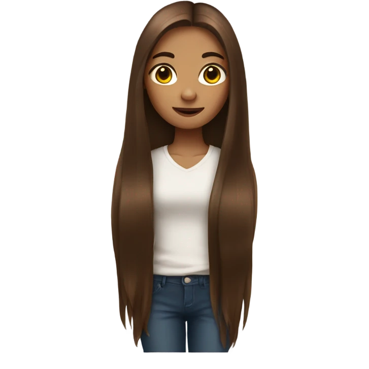 Girl with really long brown hair  emoji
