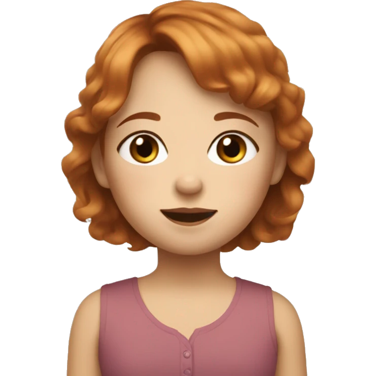 Mom with auburn hair and freckles with toddler girl with blond hair and bangs emoji