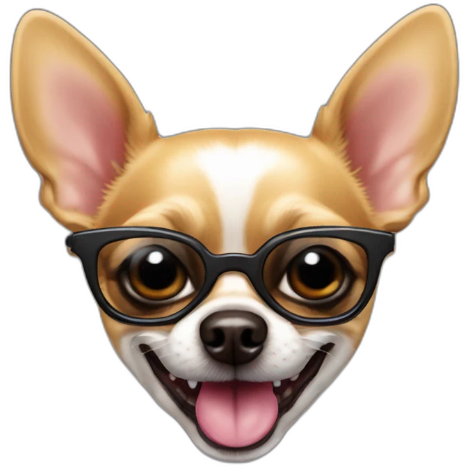 Chihuahua con gafas y dientes de vampiro emoji
