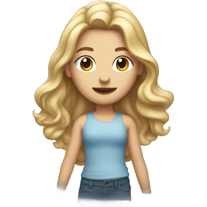 girl with long wavy blonde hair walking with a puff of air behind her emoji
