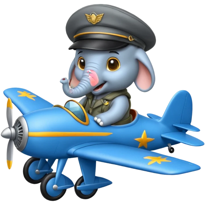 elephant pilot riding blue plane emoji