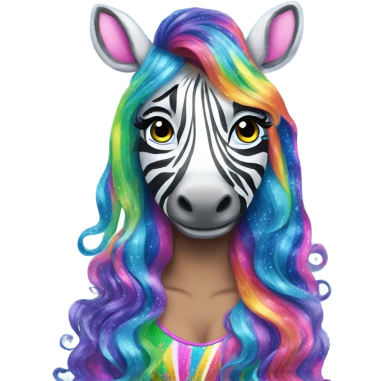 Lisa frank glitter zebra with Long hair emoji