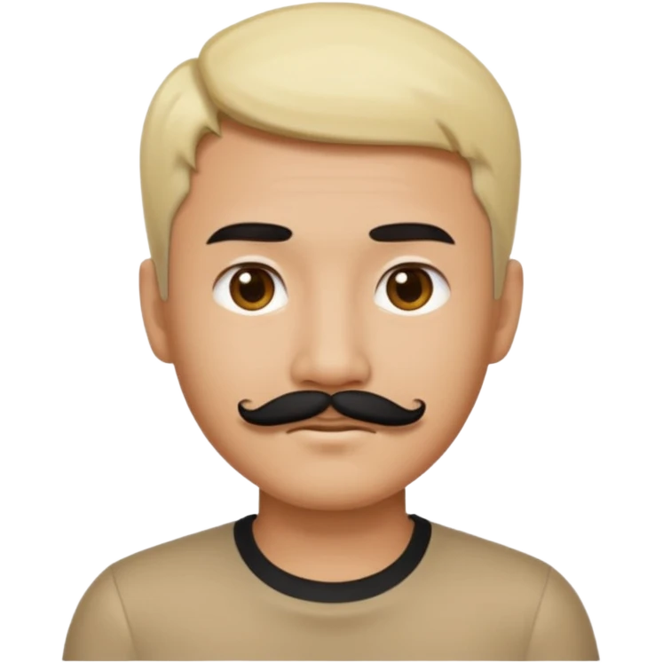 Asian man with a black mustache and short blond hair, emoji style emoji