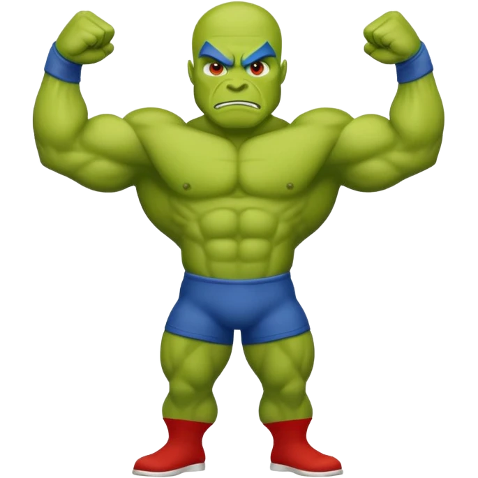 the word GOON with each letter designed to look muscular and strong, with rounded, stylized muscle bulges inspired by the green character's limbs emoji