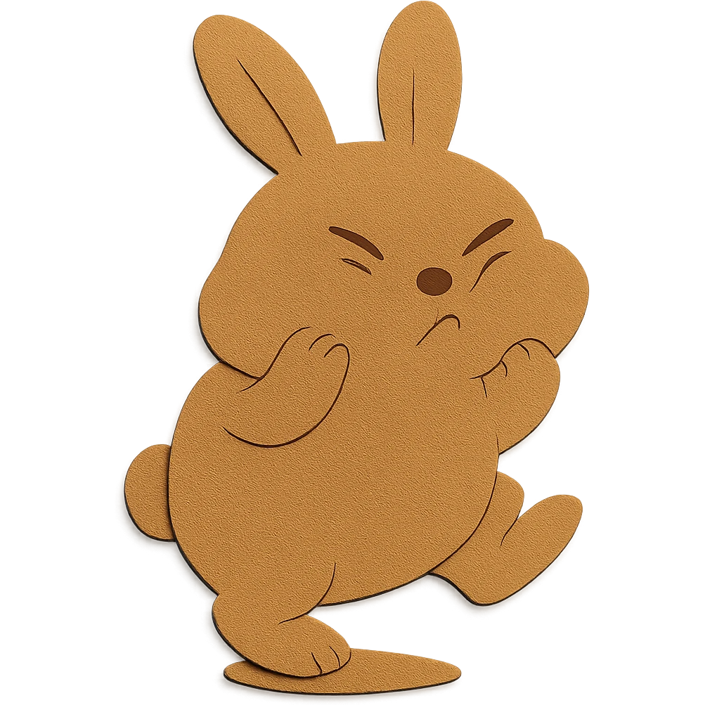 Edit the bunny so both ears have the same characteristic (matching shape, size, and angle), keep the rest unchanged, paper-craft style emoji