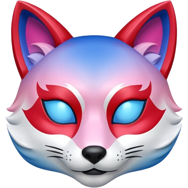 Mascara Kitsune Azul, Vermelho e Rosa degrade emoji