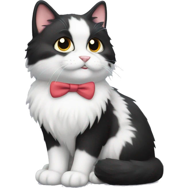 fluffy tuxedo cat emoji