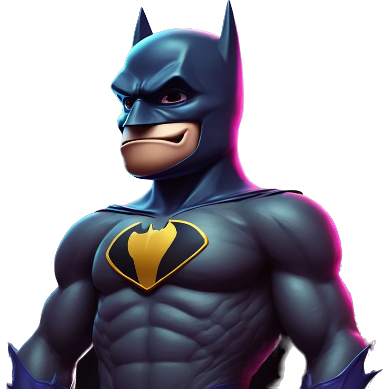 Synthwave Batman in Donkey Kong style, oil paint, epic eyes, intricate lips, exquisite pose, beautiful, desirable, logical, Midsommar  emoji