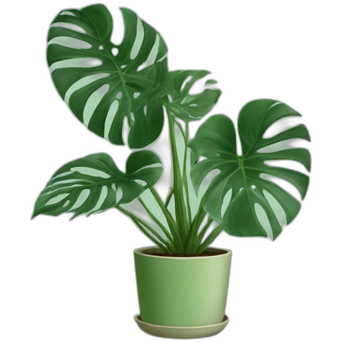 Monstera indoor plant in a sage coloured pot emoji
