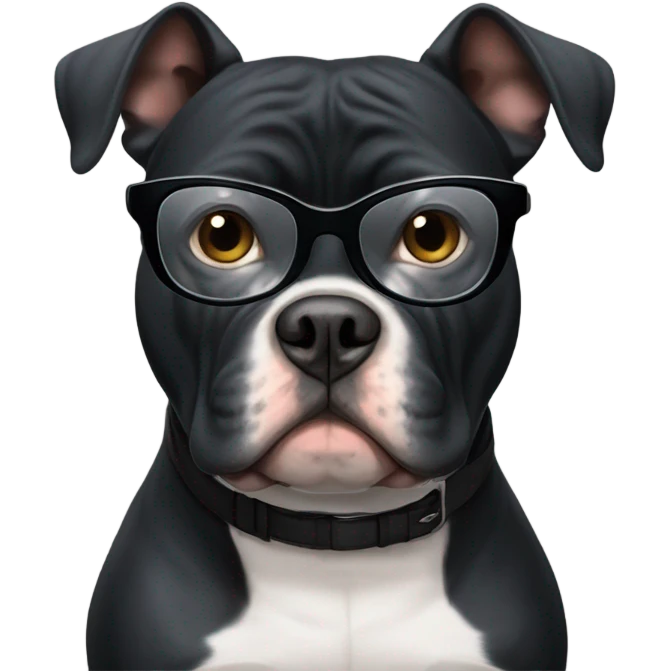99% Black American Bully with nerd glasses emoji