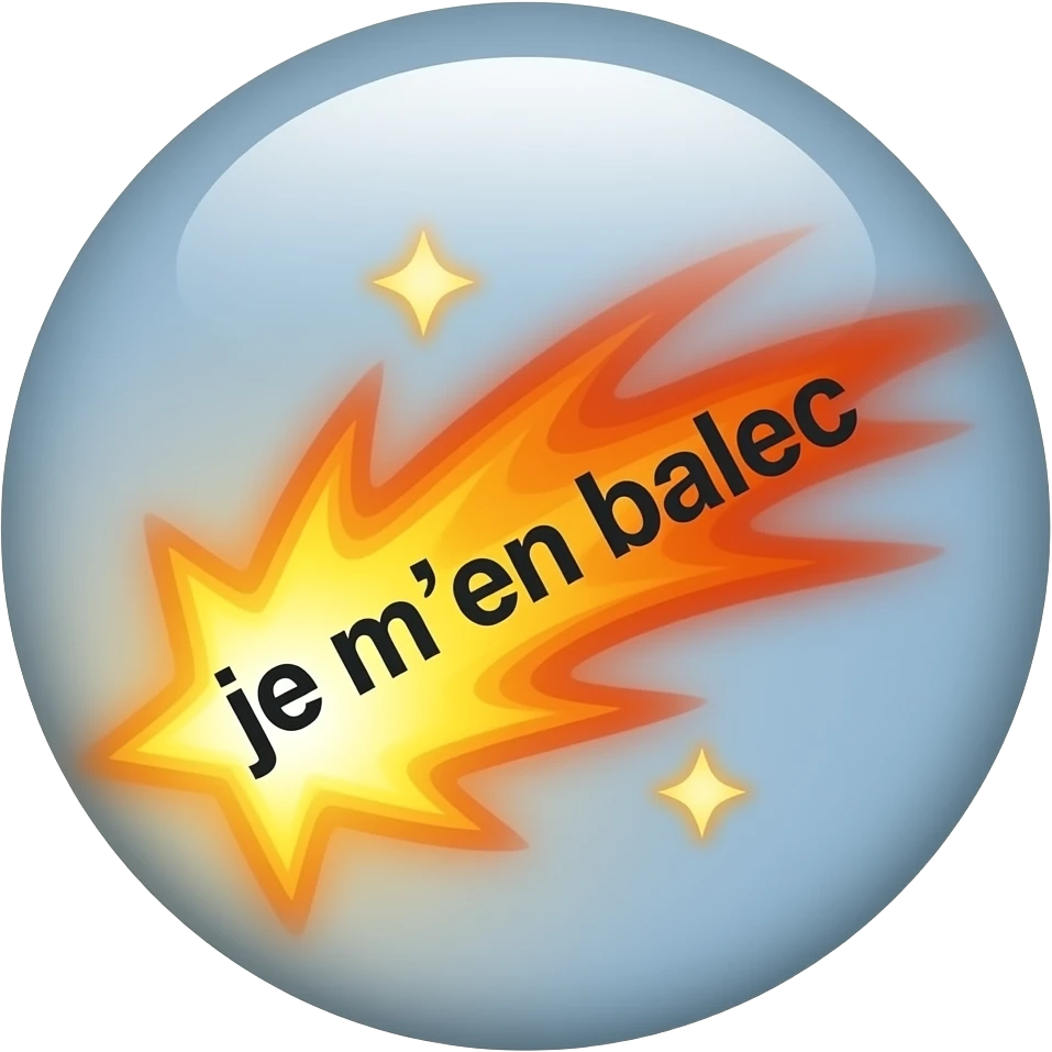 En changeant la police Une étoile filante avec écrit « je m’en balec » à l’intérieur le plus réaliste emoji