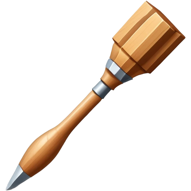sculpture chisel tool object icon, sharp metal chisel, wooden handle, 3D cartoon, mobile game icon style, centered, clean background, soft shadow, no text, no watermark
  emoji