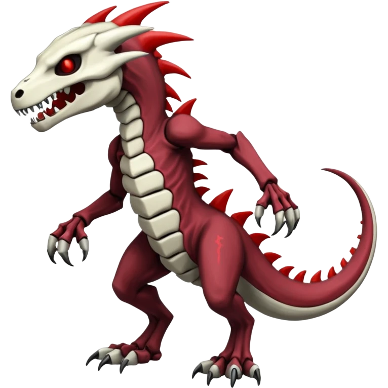 Shiny White Evil Glowing Eldritch Skeletal Creepy Edgy Badass Cool Marowak-Boneknapper-Salandit-Duskull-Darkdramon-fusion with bloody red markings emoji