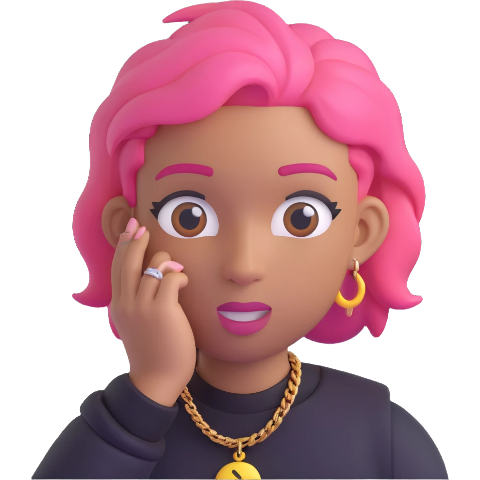 SoFaygo inspired emoji with pink hair, stylish rapper, confident expression emoji