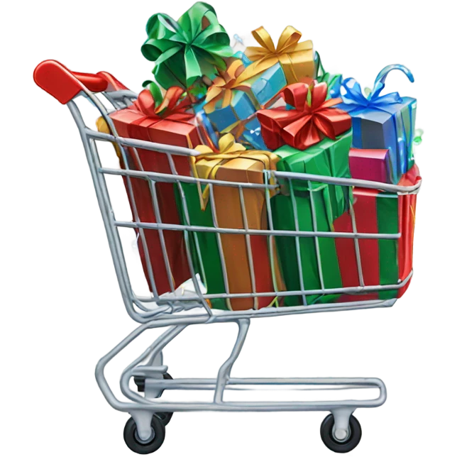 shopping cart wrapped in christmas  lights  emoji