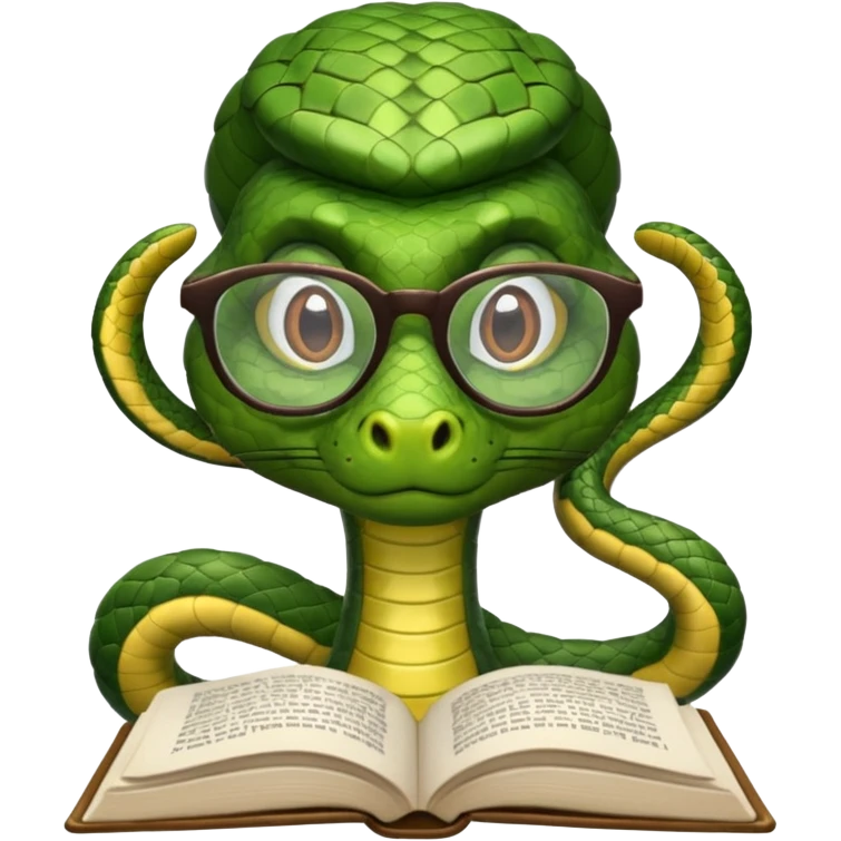 kitap okuyan gözlüklü yılan emoji