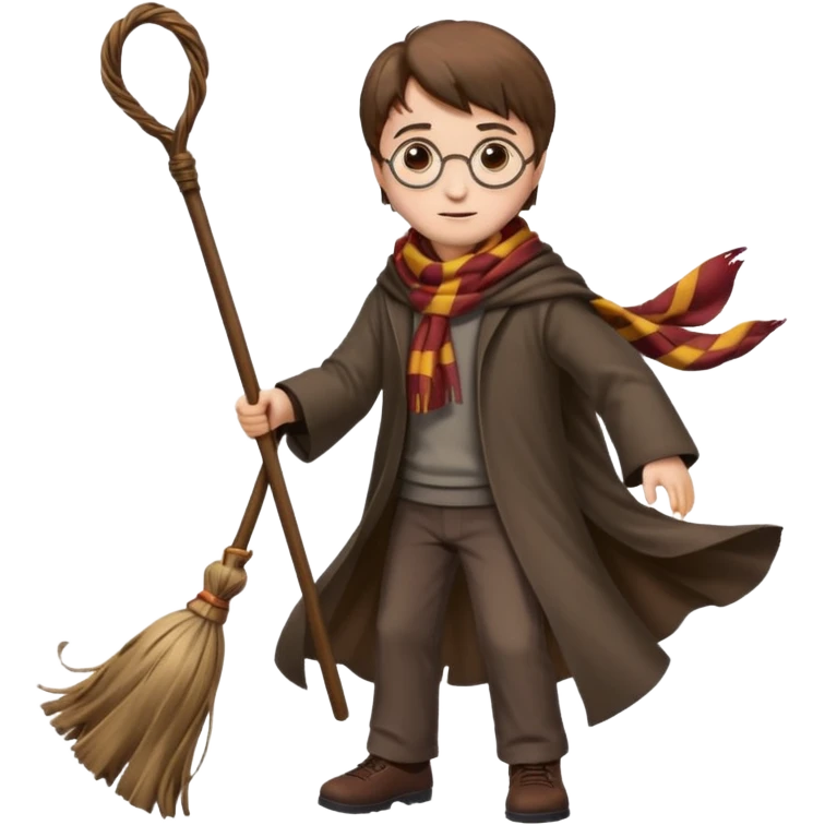 harry potter with flying broom emoji