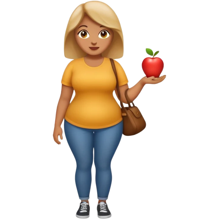curvy woman in casual clothes, apple emoji style emoji