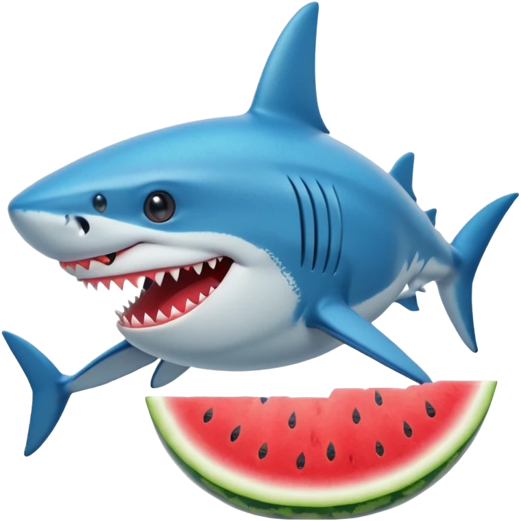 Shark with a watermelon top hat emoji