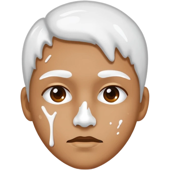 White paint splattered on face  emoji