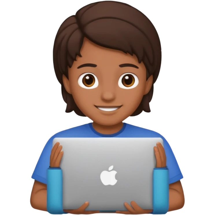 Mexican teen behind macbook emoji