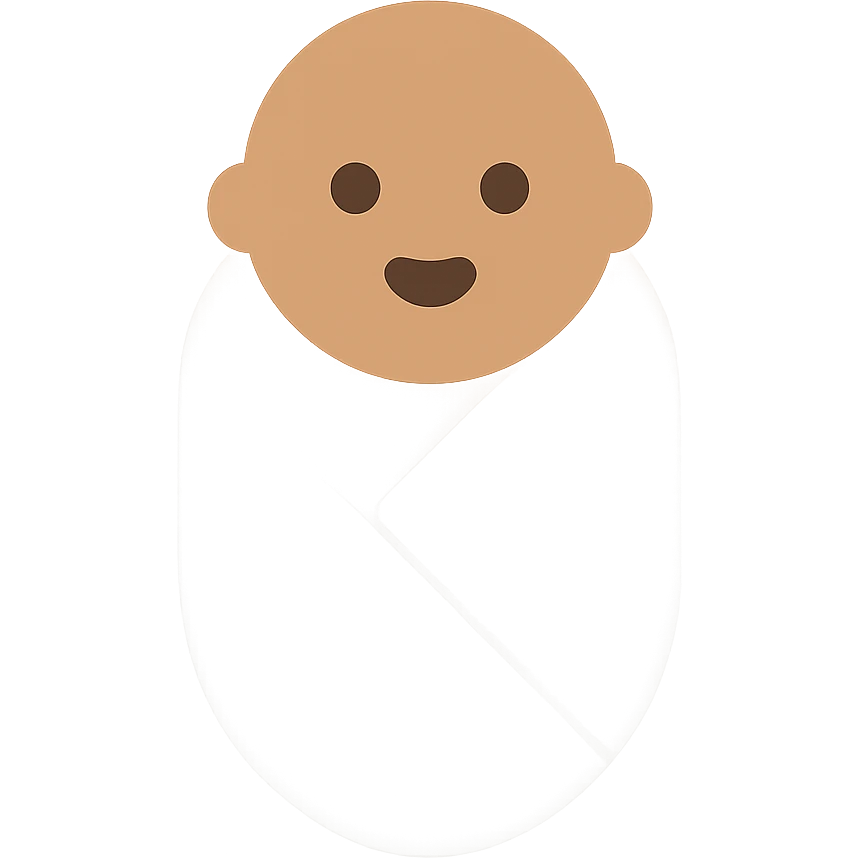 tanned baby wrapped in a white swaddle blanket color icon emoji