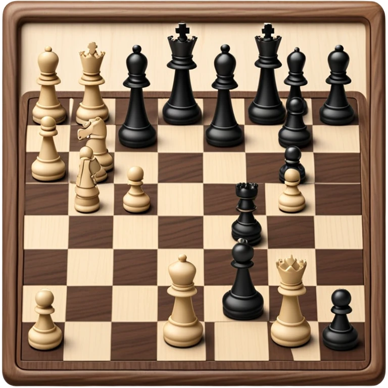A chessboard with a few strategically placed pieces, including a king, queen, and pawns. The scene highlights the classic black and white squares of the board, emphasizing strategy and thoughtfulness in the game of chess. emoji