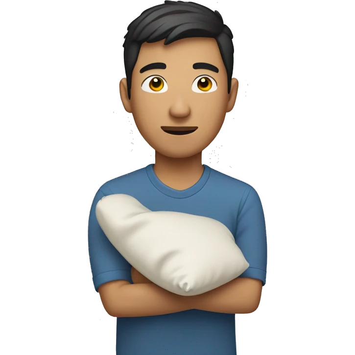 white asian man holding pillow emoji