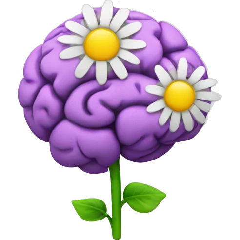 flowers, brain emoji