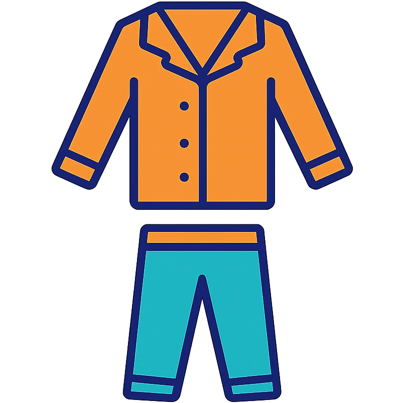 A cozy pajama set, with color outline emoji