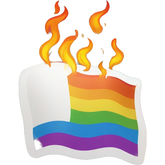 rainbow flag with fire flames emoji
