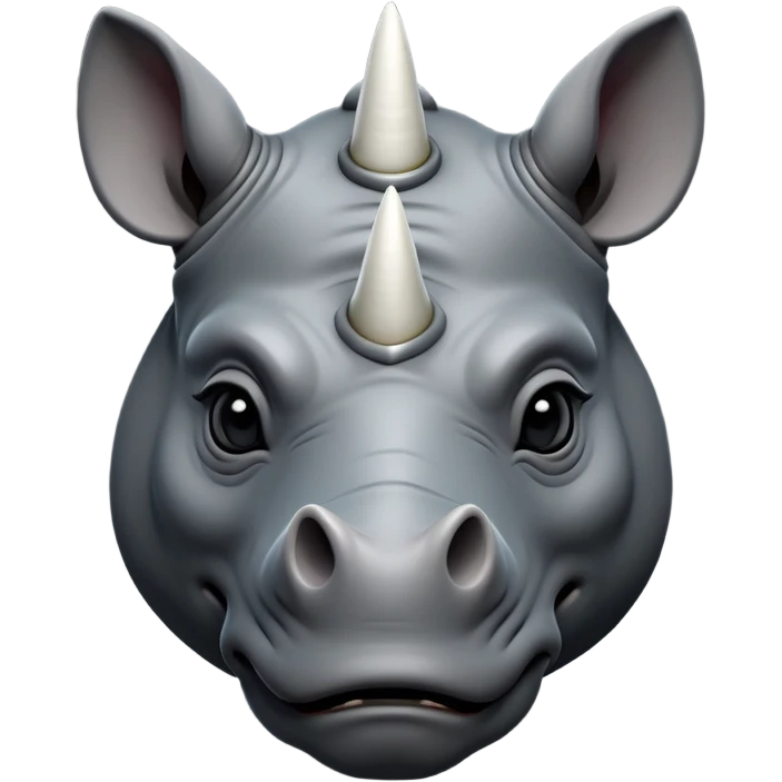 cinematic-noble--rhinoceros-portrait-emoji,slate-grey-hide-poised-and-regal,-with-a-massive,-powerful-build-and-a-thick,--deep-set-soulful-piercing-eyes,-simplified-yet-sharp-and-sophisticated-features,-highly-detailed,-large-black-eyes, white horn emoji