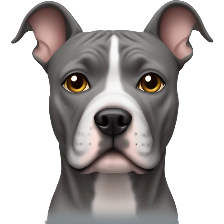 Solid gray Staffordshire terrier with pointy ears  emoji