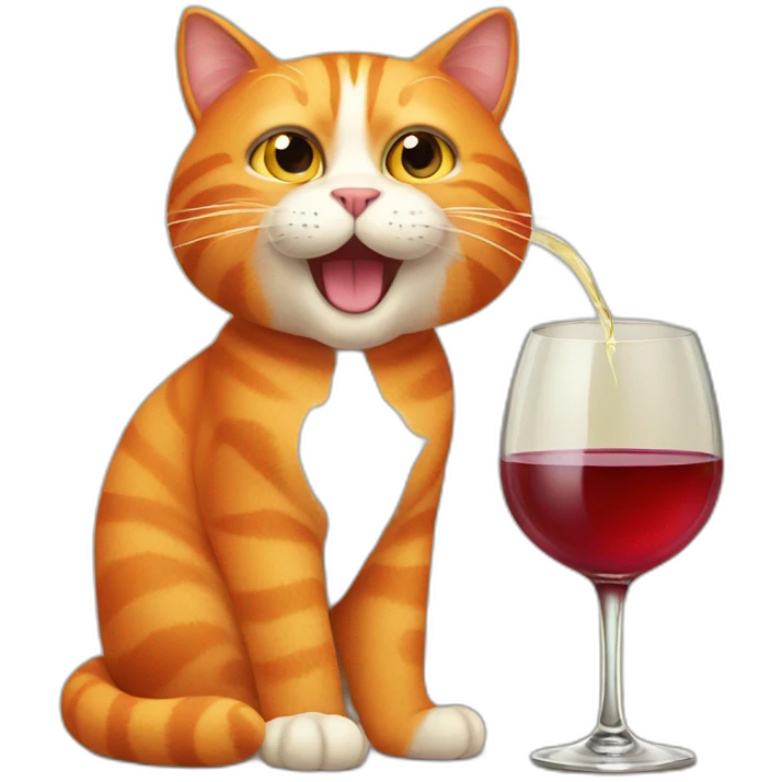 orange cat with wine glass emoji