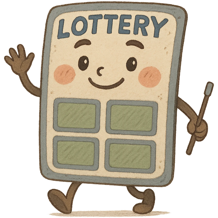 friendly lottery scratcher ticket character, playful, inspired by TheADDScratcher emoji