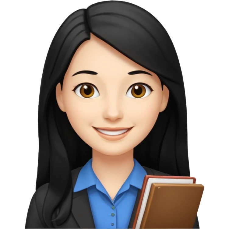 Women, professionals, teachers, black long hair emoji
