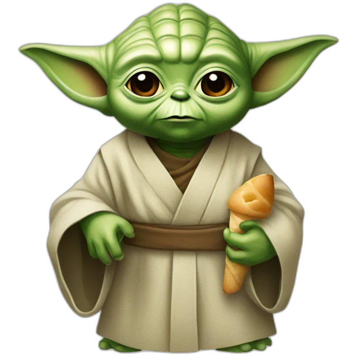 yoda with a baguette instead of lightsaber emoji