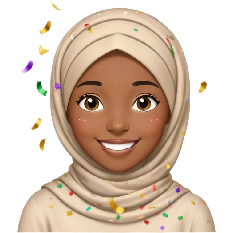 happy black muslim girl with confettti around her emoji