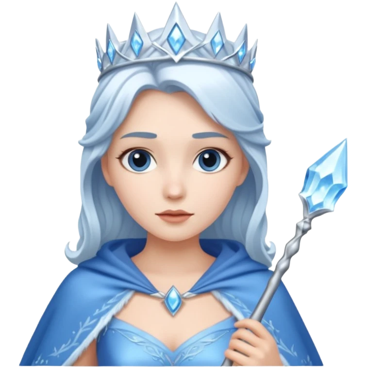 Ice Queen – silver wand + frost cape,Blue Queens. emoji