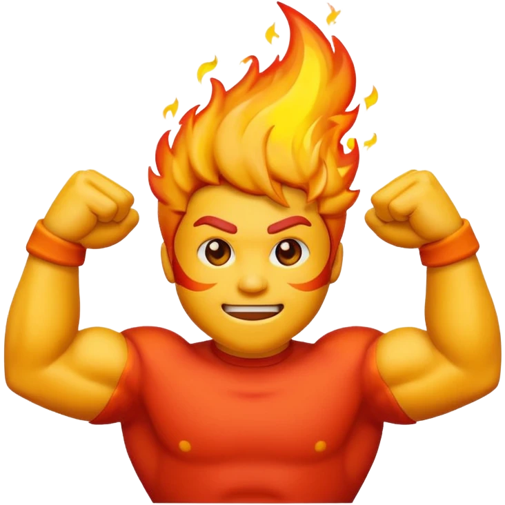fire emoji add flex bicep behind it emoji