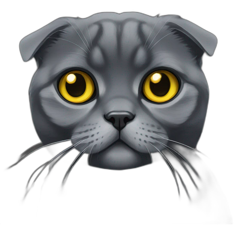 Black Scottish fold with yellow eyes emoji